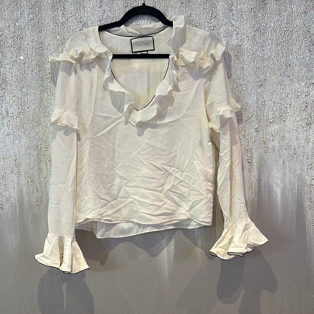 Women's Cream Ruffle Top